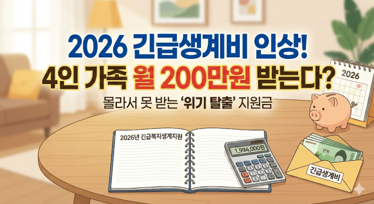  30대 가장의 무게... 갑자기 월급 끊기면? 2026년 긴급생계비, 이건 꼭 알아두세요 (4인 가족 200만원?!)