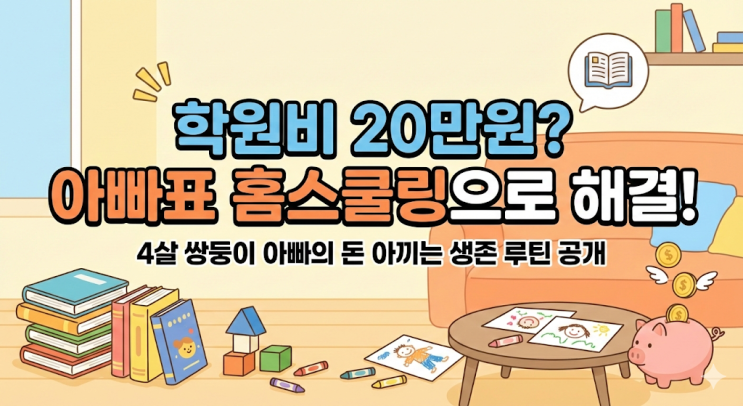  4살 쌍둥이 학원비 20만원 아끼려다 사람 된 썰 (집에서 버티는 루틴 공개)