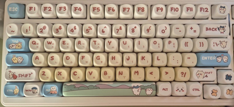 귀여운 치이카와·하치와레 키보드 키캡 리뷰(PBT 염료승화, 한글·영문 각인)