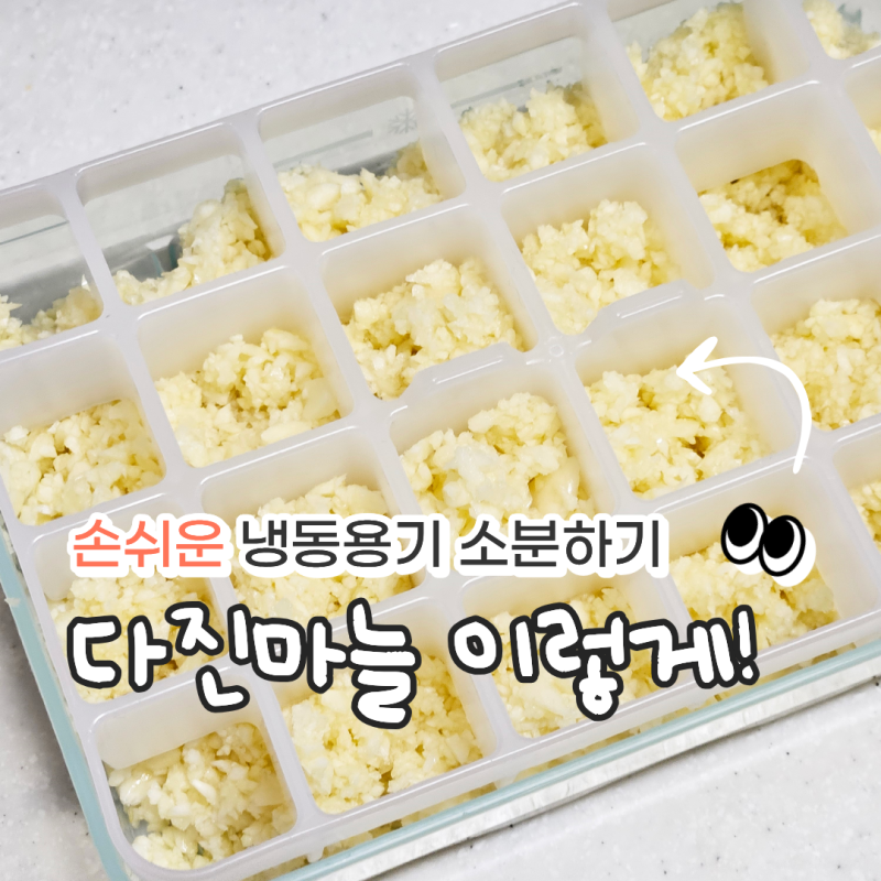 다이소 핸들 채소다지기와 땡스소윤 냉동용기로 마늘재료 소분하기
