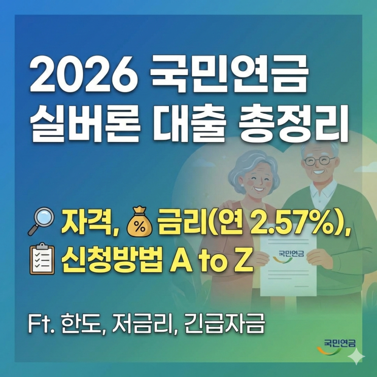  2026 국민연금 실버론 대출 총정리: 자격, 금리(2.57%), 신청방법 A to Z Ft. 한도 저금리 등