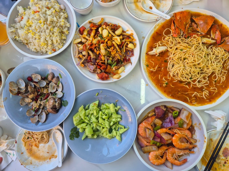 중국 여행 칭다오 맥주 박물관 근처 해산물 식당 맛집 "맥향어홍"
