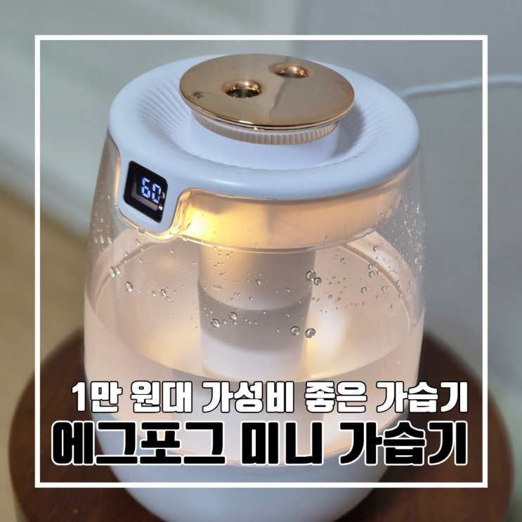  1만원대 가성비 가습기 : 헤몬 에그포그 미니 가습기 l 상부급수·분무 조절·저소음·무드등까지