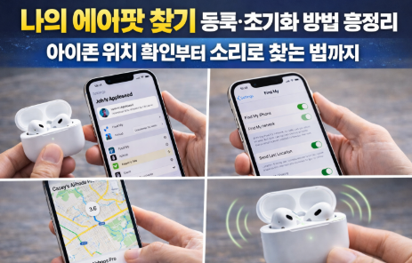 나의 에어팟 찾기 등록·초기화 방법 총정리 – 아이폰 위치 확인부터 소리로 찾는 법까지