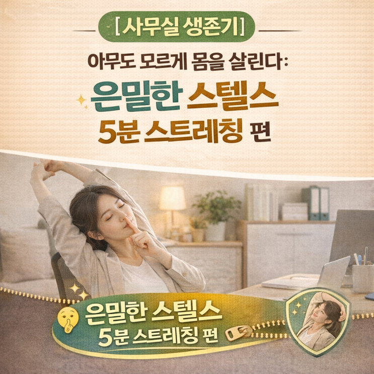   [5분 기적 시리즈7] 아무도 모르게 몸을 살린다: 사무실 생존기 은밀한 스텔스 스트레칭 편