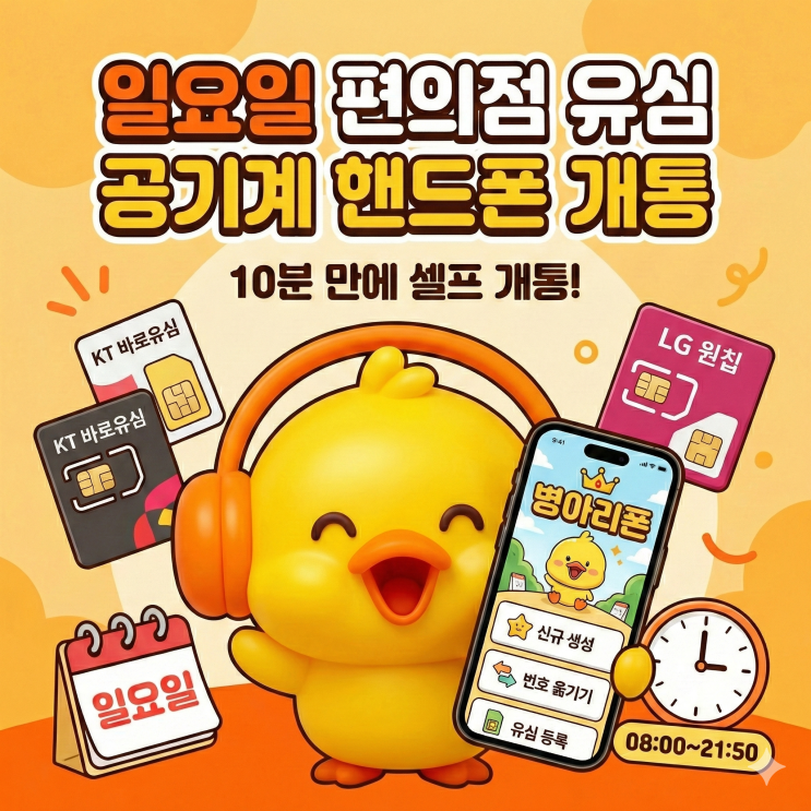 편의점 유심 일요일 공기계 핸드폰 개통 방법