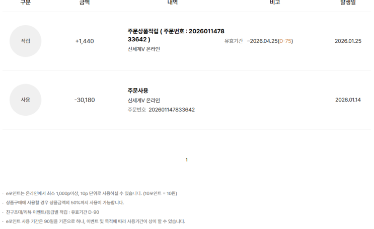  [일상] 신세계V e포인트 사용기간, 사용방법, 구매 추천