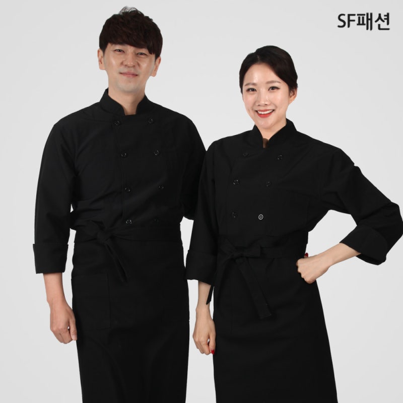 검정 조리복 상의 & 허리 앞치마 세트
