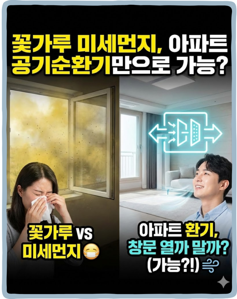 꽃가루 미세먼지 환기 아파트 공기순환기 환기시스템 가능?