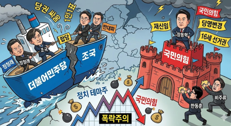  [2026 정치 이슈] 민주당 합당과 국민의힘 장동혁 체제, 그리고 관련주 투자 전략