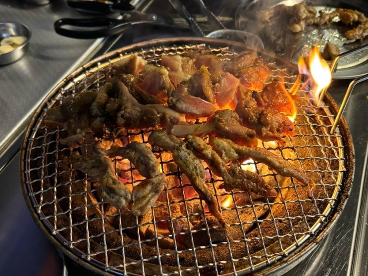  대구 신천시장 닭구이 맛집 정성담닭 닭다리살 마늘 간장 닭목살