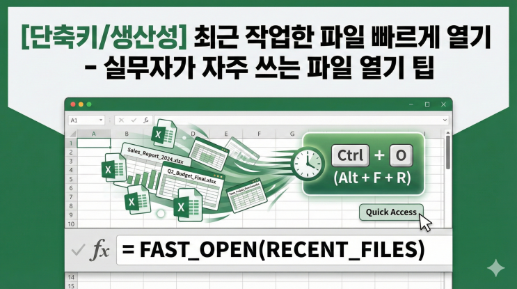  [엑셀 단축키/생산성] 최근 작업한 파일 빠르게 열기 - 실무자가 자주 쓰는 파일 열기 팁