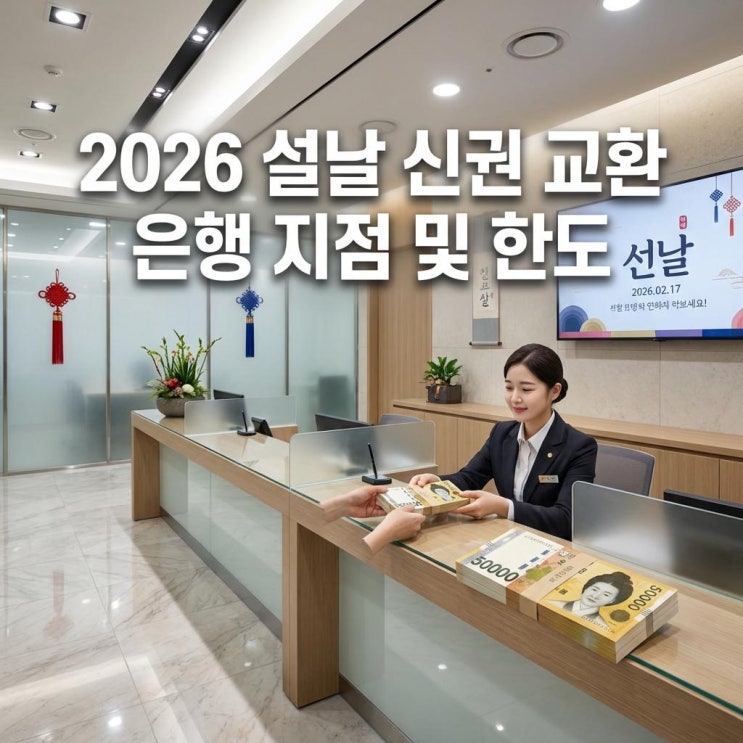  2026 설날 신권 교환 은행 지점 및 한도 세뱃돈 준비 끝! 1인당 20만원 제한과 이동점포 위치 총정리