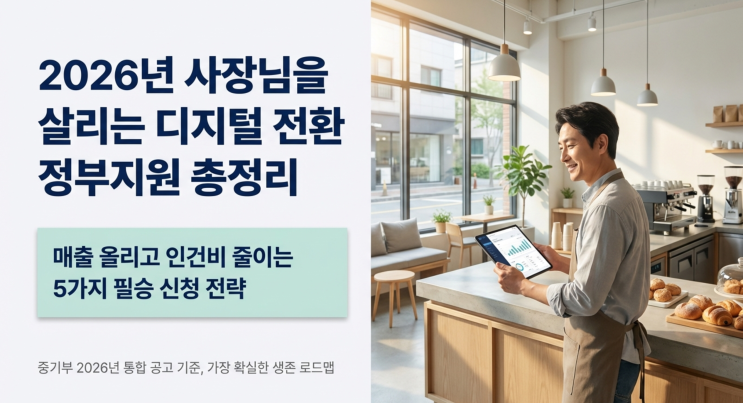  12. 2026년 사장님을 살리는 디지털 전환 정부지원 총정리: 매출 올리고 인건비 줄이는 5가지 신청 전략