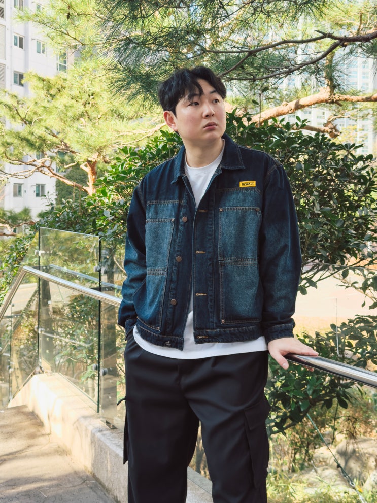  30대 남자 데님 워크자켓 빈티지룩 코디, 디월트헤리티지 터프 워시드