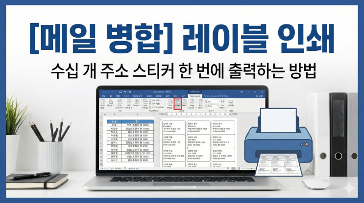  [Word 메일 병합] 레이블 인쇄 - 수십 개 주소 스티커 한 번에 출력하는 방법