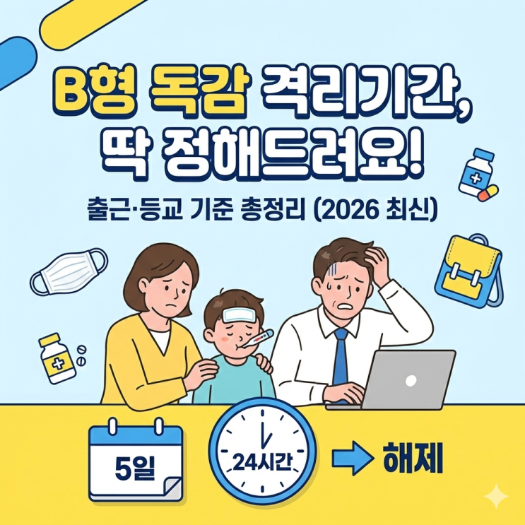  B형 독감 격리기간 며칠일까? 출근·등교 기준 딱 정해드려요 (2026 최신)