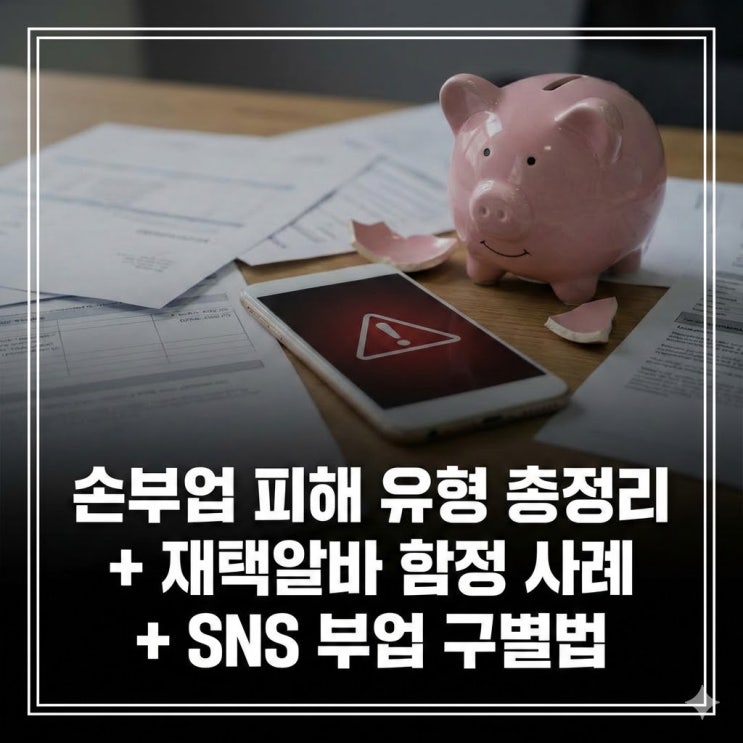  손부업 피해 유형 총정리 + 재택알바 함정 사례 + SNS 부업 구별법