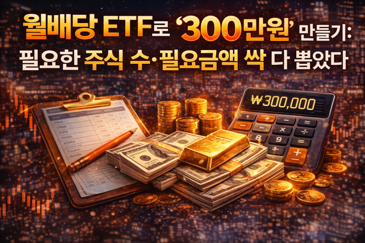  월배당 ETF로 ‘300만원’ 만들기: 필요한 주식 수·필요금액 싹 다 뽑았다