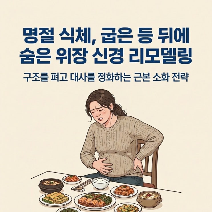  명절 음식만 탓하시나요? 굽은 등 뒤에 숨은 '위장 신경' 리모델링