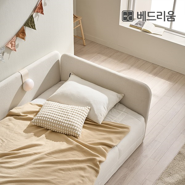 베드리움 라온 패브릭 데이베드 침대 슬림헤드 SS 프레임 안전가드 크림 아이보리