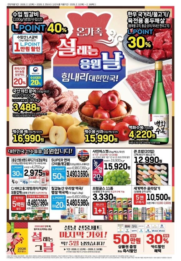  롯데마트 전단 행사 온가족 설레는 응원날 힘내라 대한민국  할인 세일  (2월 12일~2월 19일)