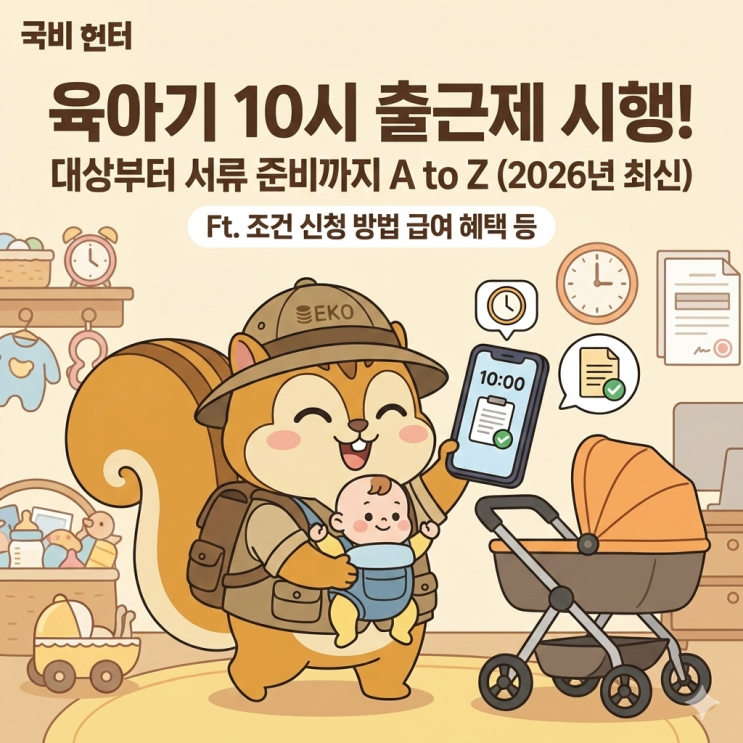  육아기 10시 출근제 시행! 대상부터 서류 준비까지 A to Z (2026년 최신) Ft. 조건 신청 방법 급여 혜택 등