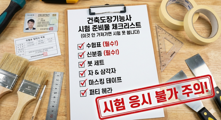  건축도장기능사 시험 준비물 체크리스트 "이것 안 가져가면 시험 못 봅니다"