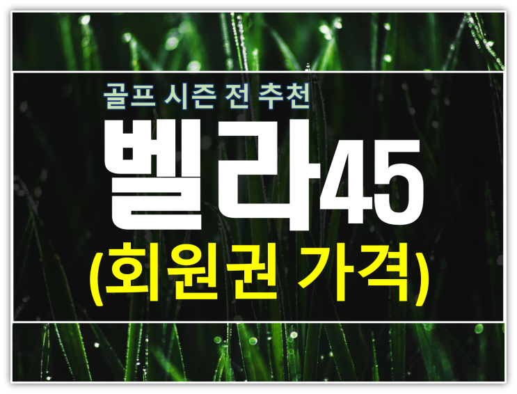  골프시즌 전 벨라45 회원권 지금 가격대 추천합니다