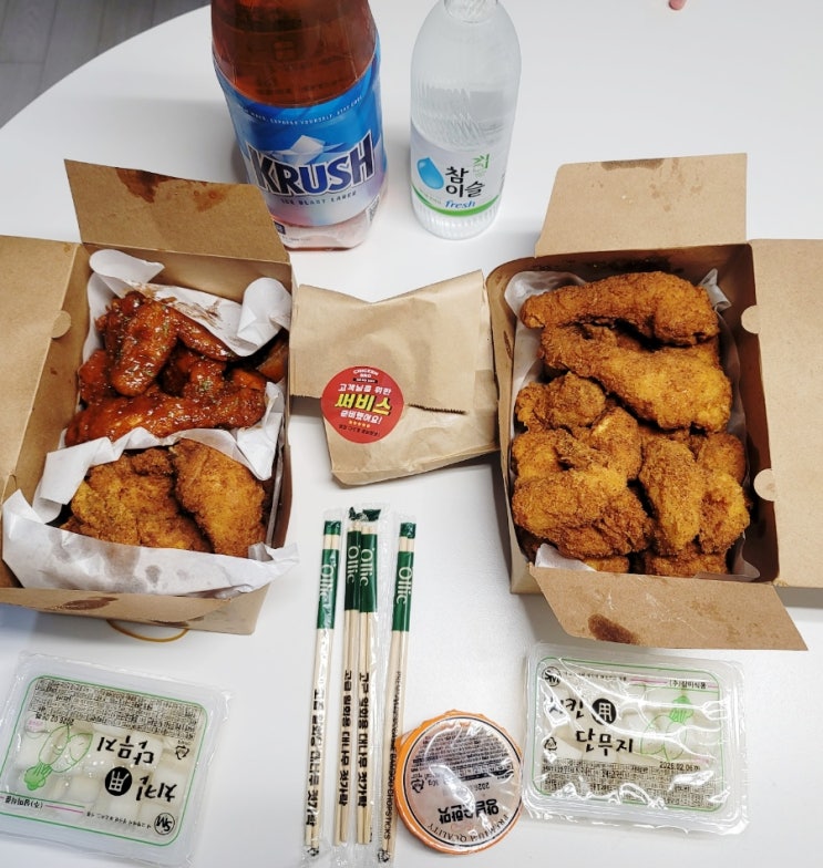   상봉동맛집 추천, 상봉역 술안주 끝판왕, 치킨브로 반반치킨 배민 주문 솔직후기