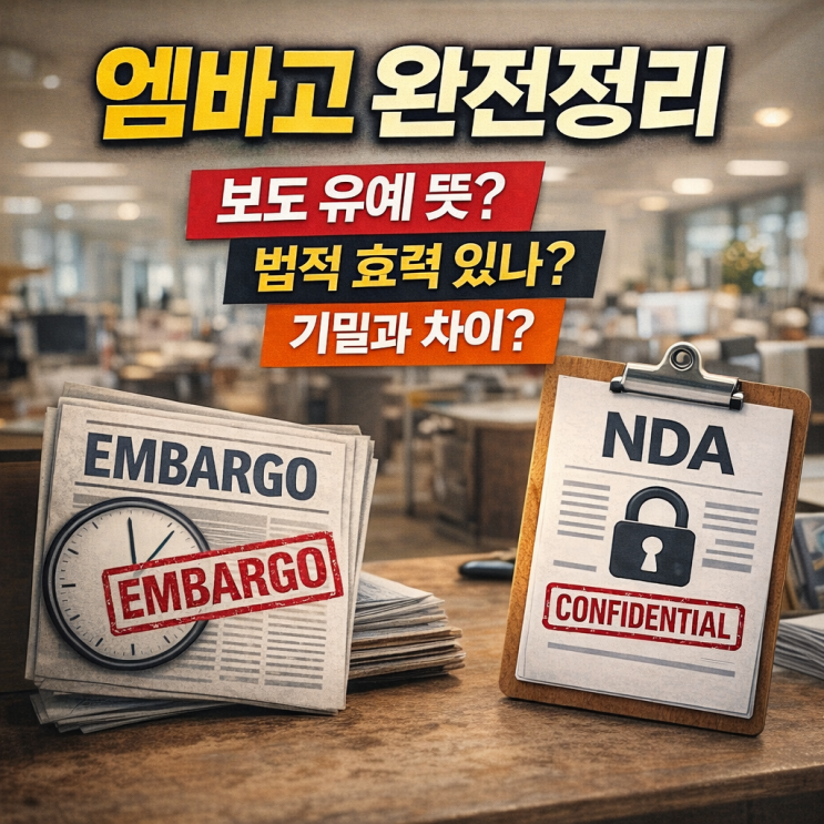  엠바고 뜻 핵심 정리｜법적 효력 있나? 보도 유예 의미·위반 책임까지