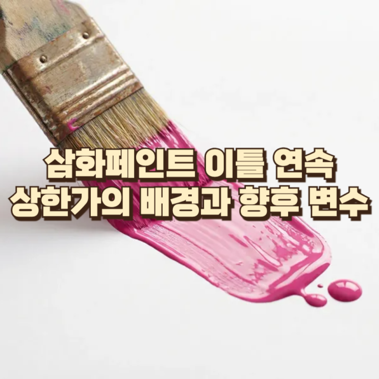  경영권 분쟁 불씨에 불붙은 주가― 삼화페인트 이틀 연속 상한가의 배경과 향후 변수