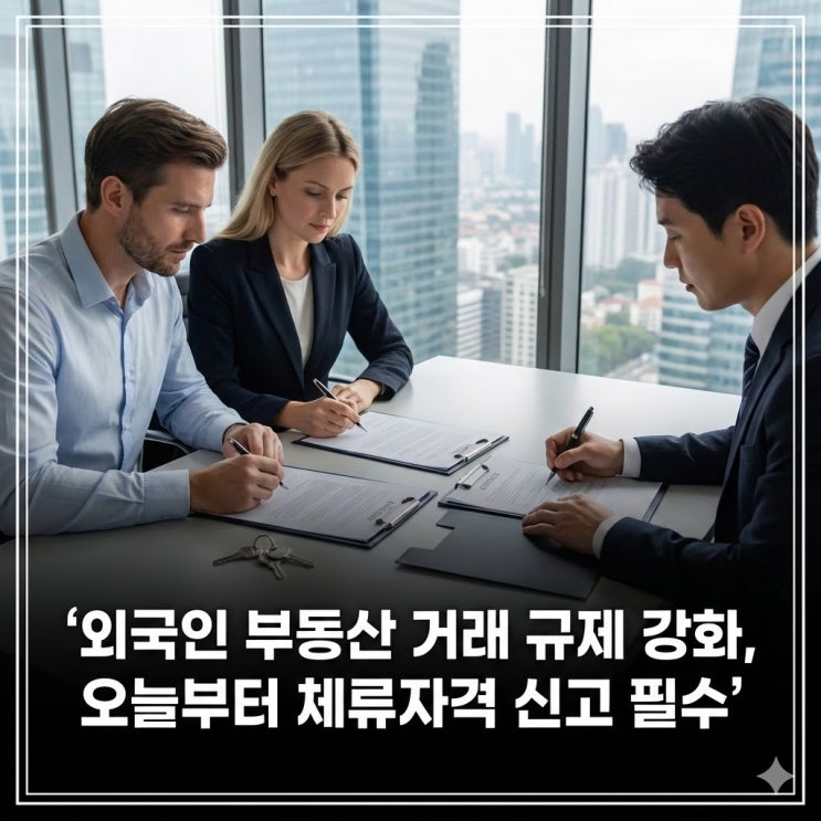  외국인 부동산 거래 규제 강화, 오늘부터 체류자격 신고 필수