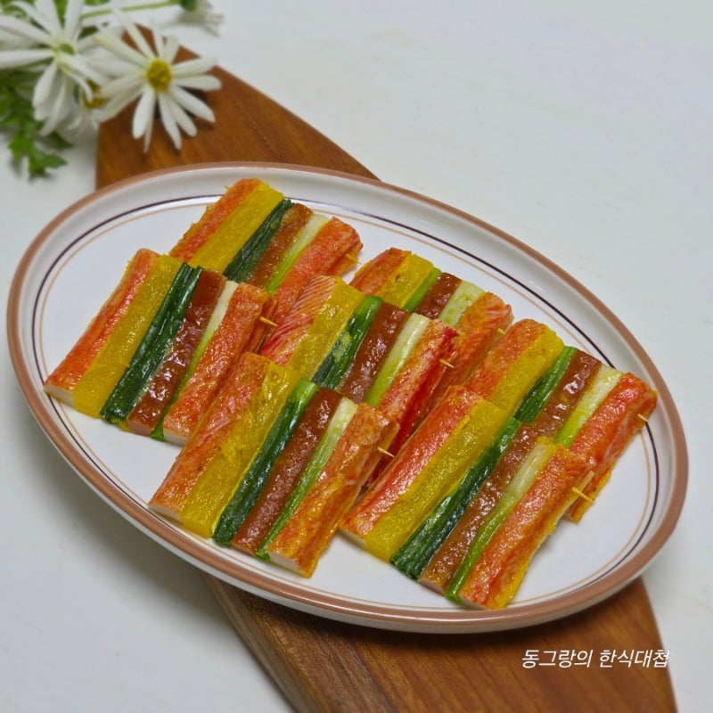 예쁜 오색 꼬지전 삼색 꼬치전 만들기 설음식 재료 명절전 종류 만드는법