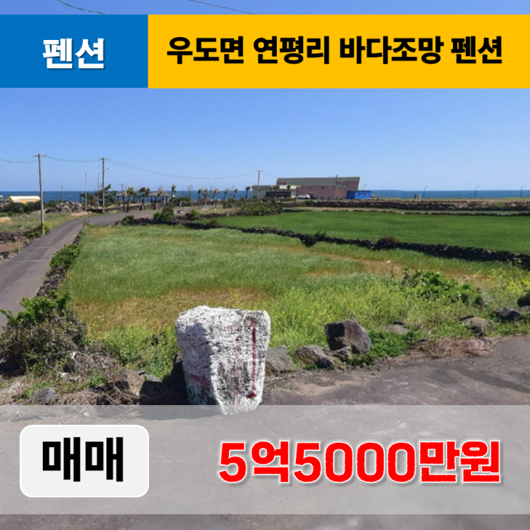  《제주도펜션 매매》 제주시 우도면 연평리 오션뷰 펜션 매매