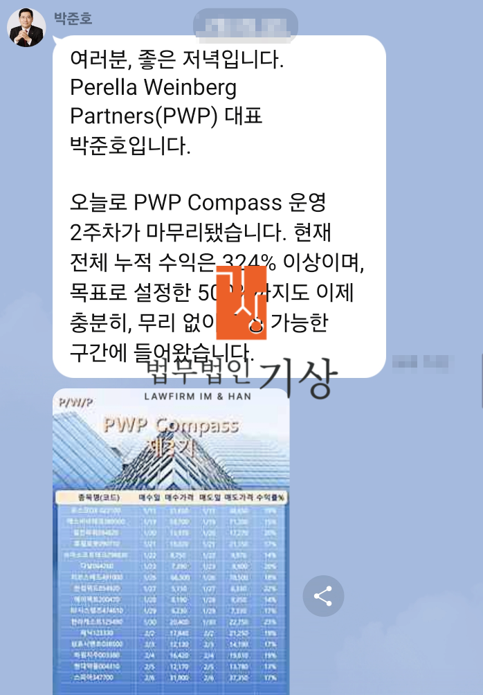  PWP COMPASS 프로젝트 사기, 페렐라와인버그 최준호 사칭 2차소송