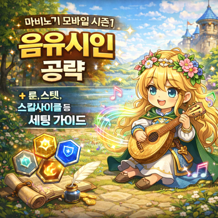 [시즌1] 마비노기 모바일 음유시인 룬, 스텟등 세팅 가이드