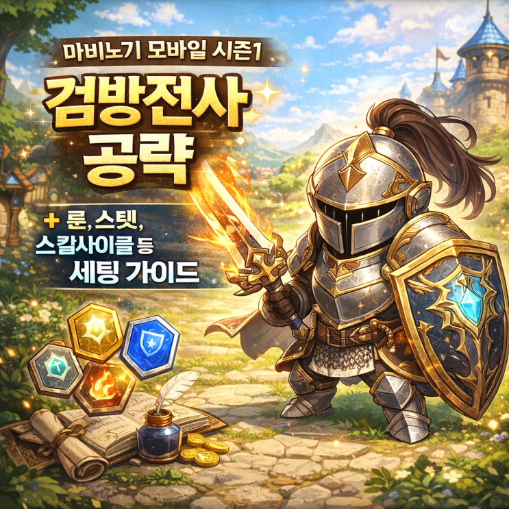 [시즌1]마비노기 모바일 검방전사룬, 스텟등 세팅 가이드