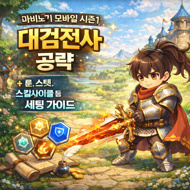 [시즌1] 마비노기 모바일 대검전사 룬, 스텟등 셋팅가이드