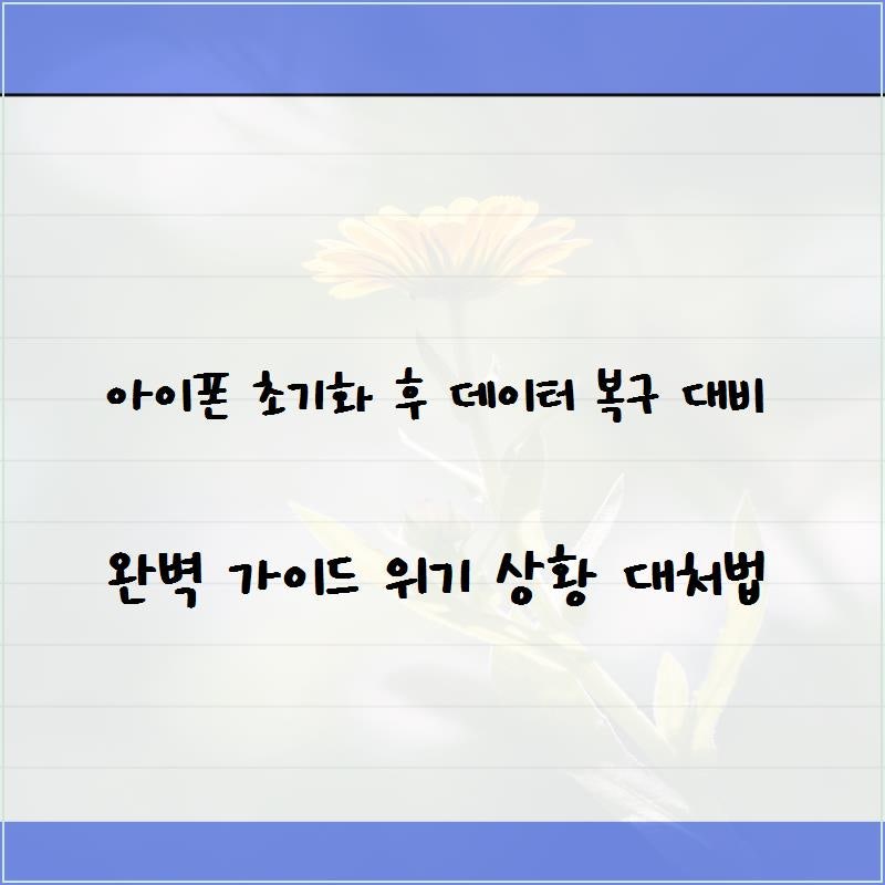 아이폰 초기화 후 데이터 복구 대비 완벽 가이드  위기 상황 대처법