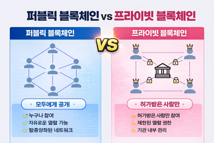  퍼블릭 블록체인 vs 프라이빗 블록체인, 한 번에 이해하기