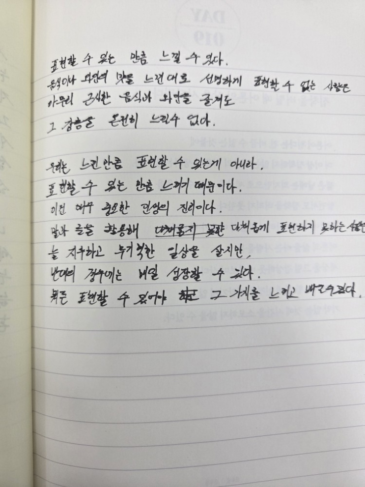  [100일 필사노트] 표현할 수 있는 만큼 느낄 수 있다.