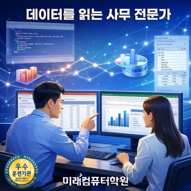  부산취업교육-컴퓨터활용능력1급 엑셀·엑세스·VBA 실무 완성하고 사무직 취업까지!