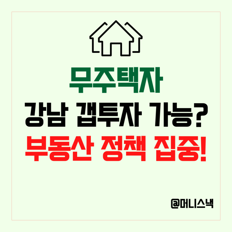 무주택자, 강남 갭투자 허용, 실거주 2년 유예! 다주택자는?