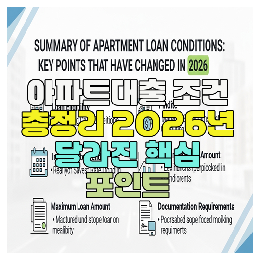  아파트대출 조건 총정리 2026년 달라진 핵심 포인트