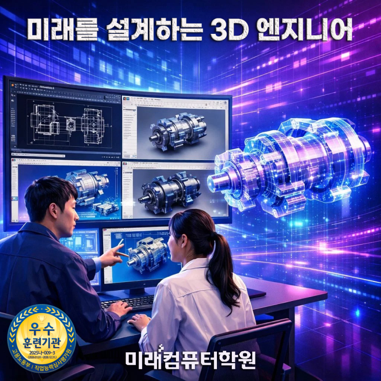 부산 3D모델링학원 추천-국비지원 3D모델링 캐드·인벤터·카티아·Fusion 배우고 기계설계산업기사 취득까지!