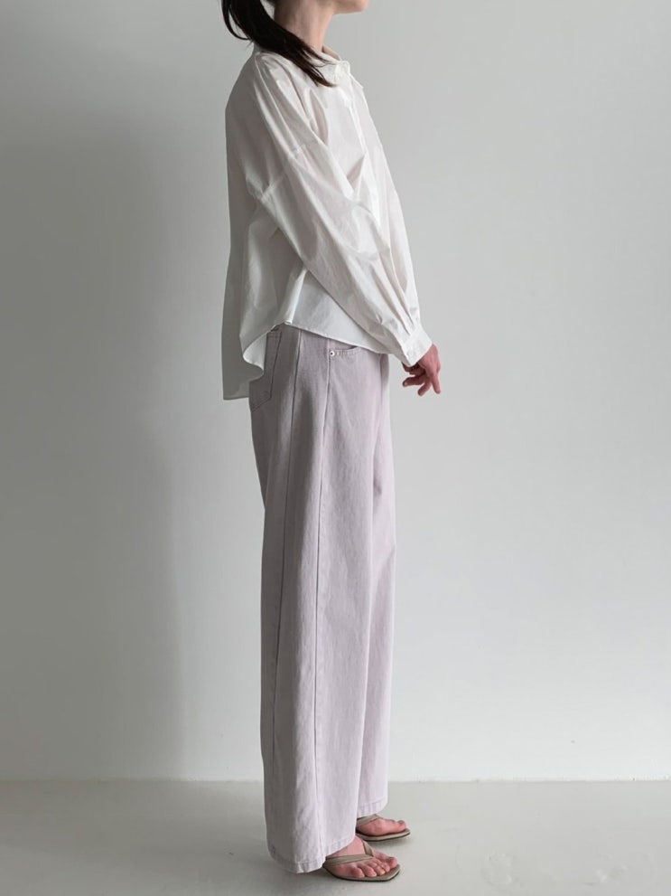  봄가을 데일리 출근룩 추천! 루즈핏 싱글 카라 코튼 긴팔 셔츠