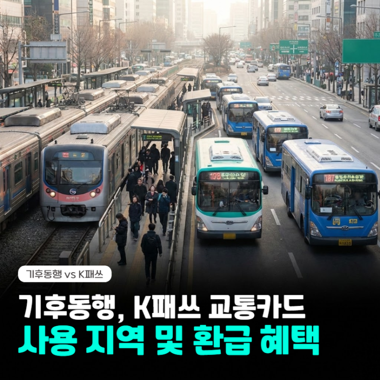  기후동행, K패쓰 대중 교통카드 사용 가능 지역 및 혜택 비교