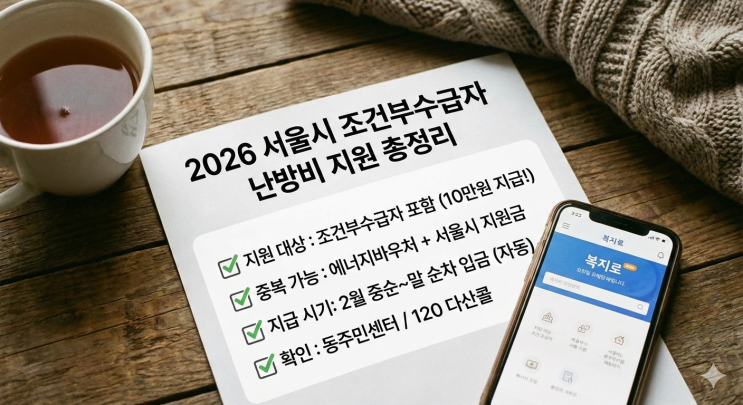  서울시 조건부수급자 난방비 10만원 지원 | 지급 시기 | 신청 방법