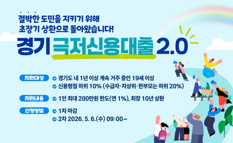 경기 극저신용대출 2.0 2차 신청 방법 및 홈페이지 바로가기